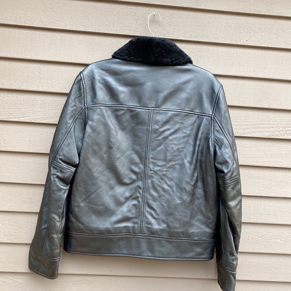 Coach Men Leather Aviator Jacket With Shearling Collar - Picture 3 of 10